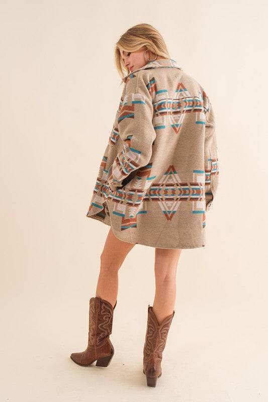 Blue B Exclusive Aztec Shirt Jacket Blue B