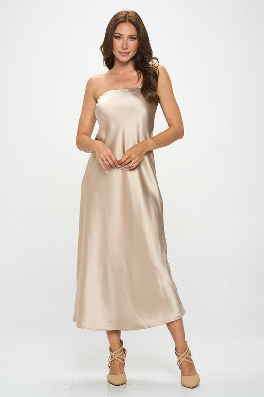 Silky Satin Tube Draped Dress - Eye Candy Sensation Apparel & Accessories