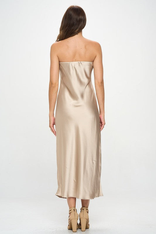 Silky Satin Tube Draped Dress - Eye Candy Sensation Apparel & Accessories