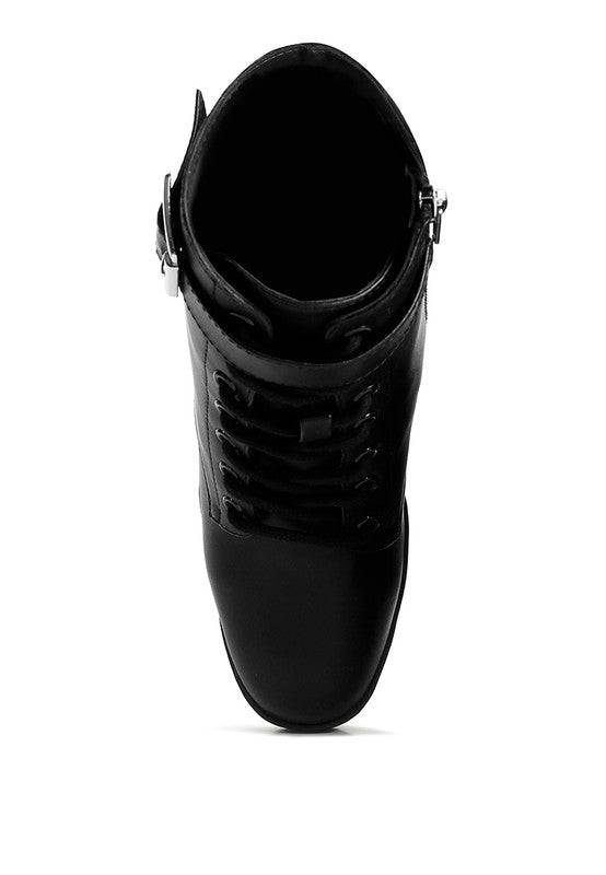 Grahams Faux Leather Lace Up Boots Rag Company
