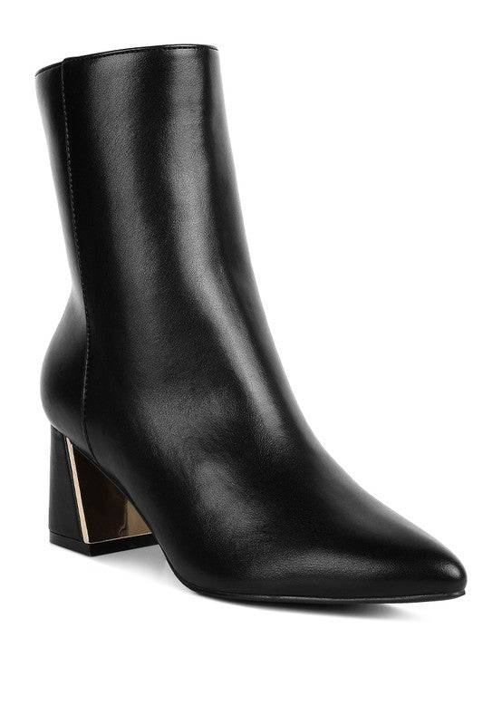 Kaira Metallic Accent Heel High Ankle Boots Rag Company