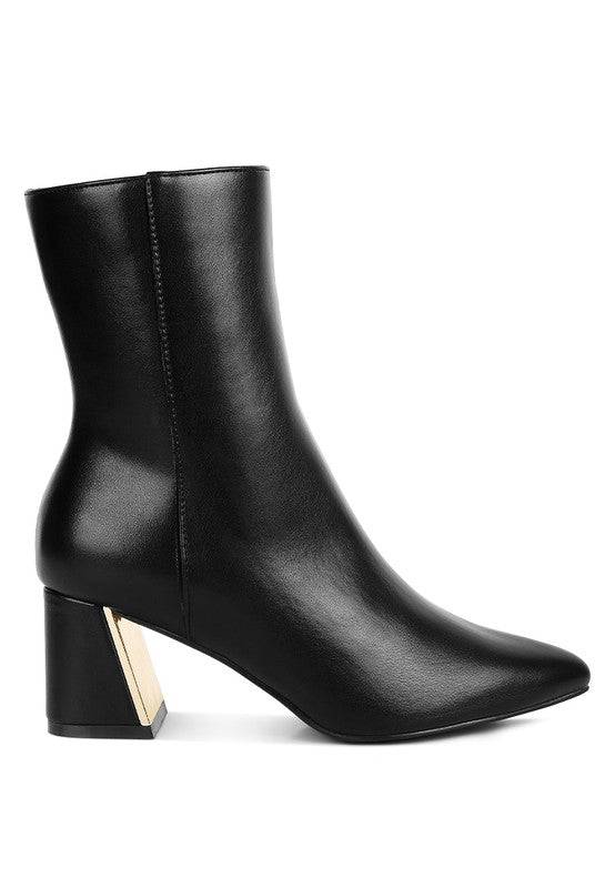 Kaira Metallic Accent Heel High Ankle Boots Rag Company