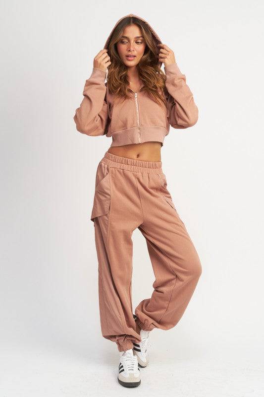 CONTRASTED ZIP UP HOODIE Emory Park