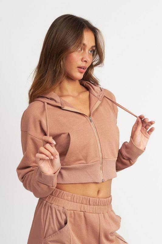 CONTRASTED ZIP UP HOODIE Emory Park