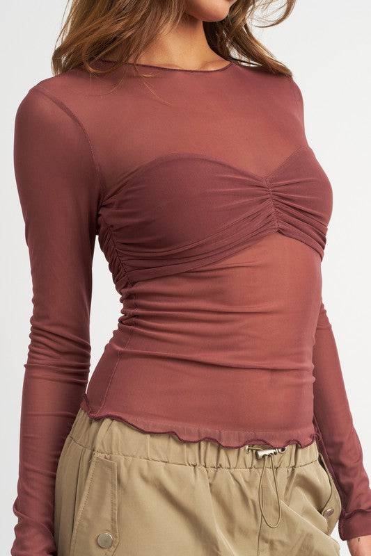 CREW NECK SHEER BUST TOP Emory Park