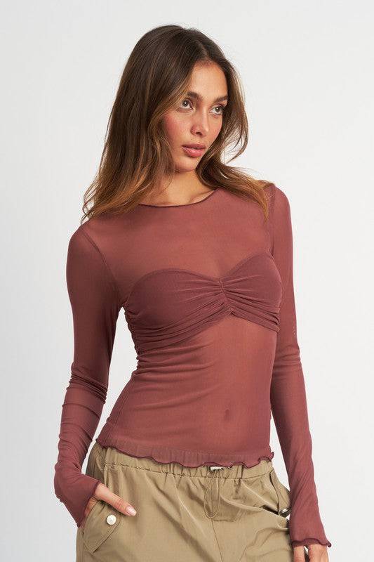 CREW NECK SHEER BUST TOP Emory Park