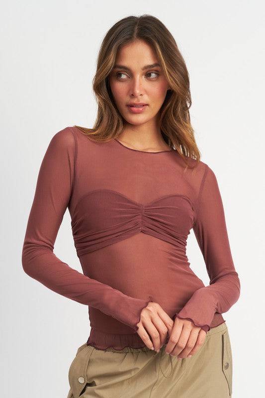 CREW NECK SHEER BUST TOP Emory Park