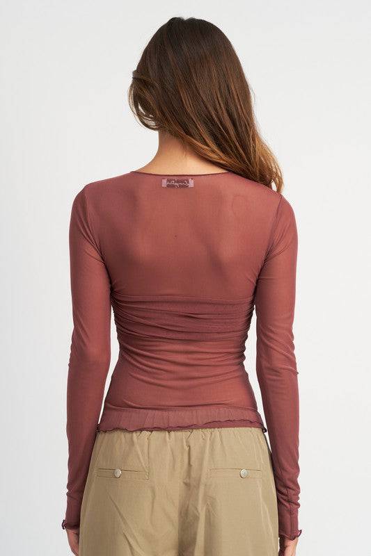 CREW NECK SHEER BUST TOP Emory Park