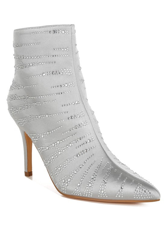 Toget Satin Rhinestone Ankle Party Boots - Eye Candy Sensation Apparel & Accessories -product type