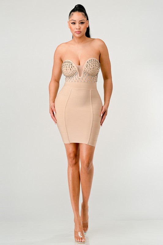 Betting on you casual embellished bandage dress - Eye Candy Sensation