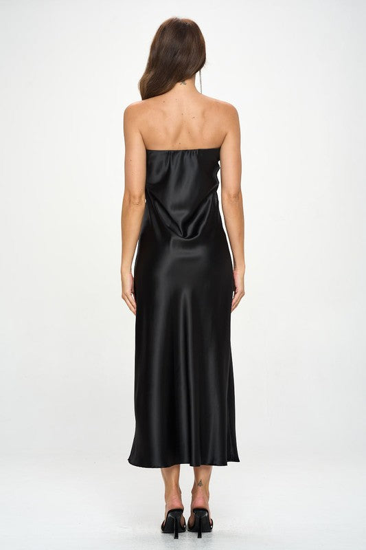 Made in USA Silky Satin Tube Draped Dress. - Eye Candy Sensation Apparel & Accessories