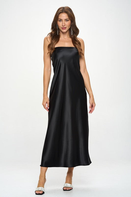 Made in USA Silky Satin Tube Draped Dress. - Eye Candy Sensation Apparel & Accessories