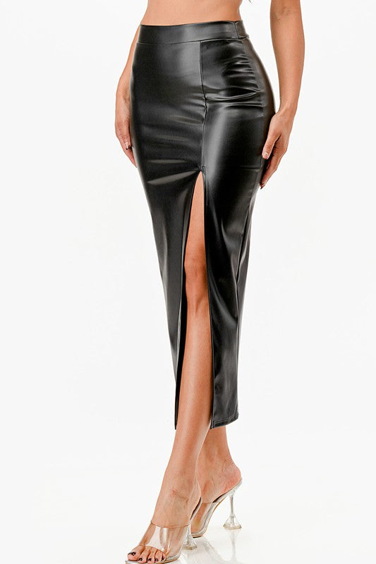 26019 Long PU leather pencil skirt - Eye Candy Sensation