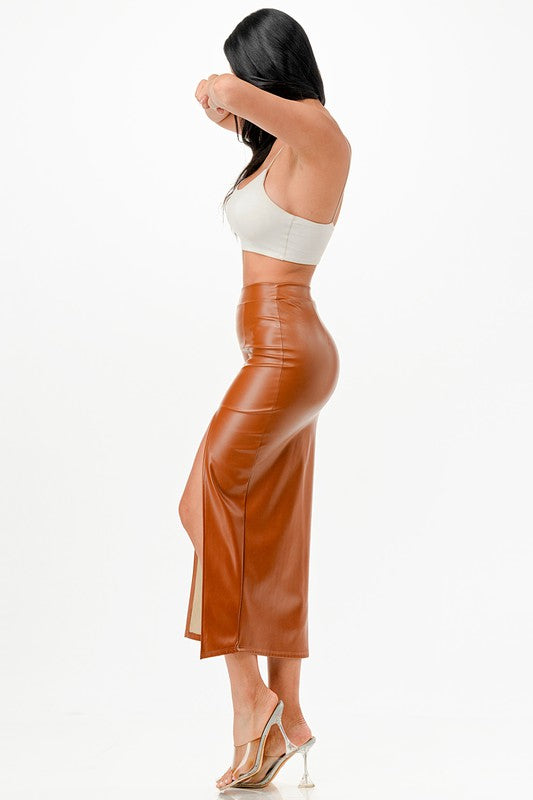 26019 Long PU leather pencil skirt - Eye Candy Sensation