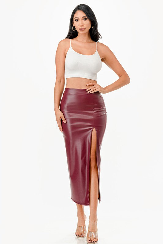 26019 Long PU leather pencil skirt - Eye Candy Sensation