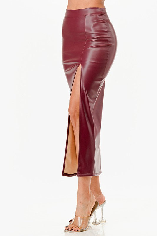 26019 Long PU leather pencil skirt - Eye Candy Sensation