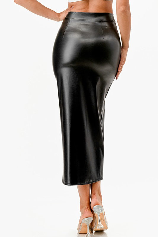 26019 Long PU leather pencil skirt - Eye Candy Sensation