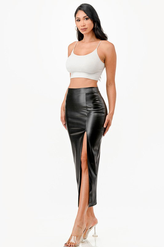26019 Long PU leather pencil skirt - Eye Candy Sensation