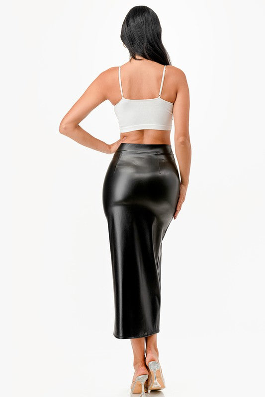 26019 Long PU leather pencil skirt - Eye Candy Sensation