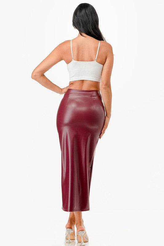 26019 Long PU leather pencil skirt - Eye Candy Sensation