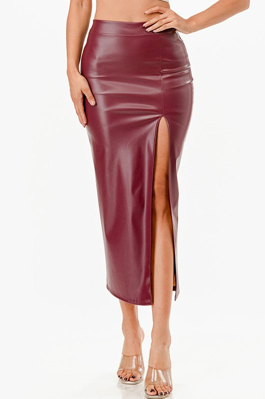 26019 Long PU leather pencil skirt - Eye Candy Sensation