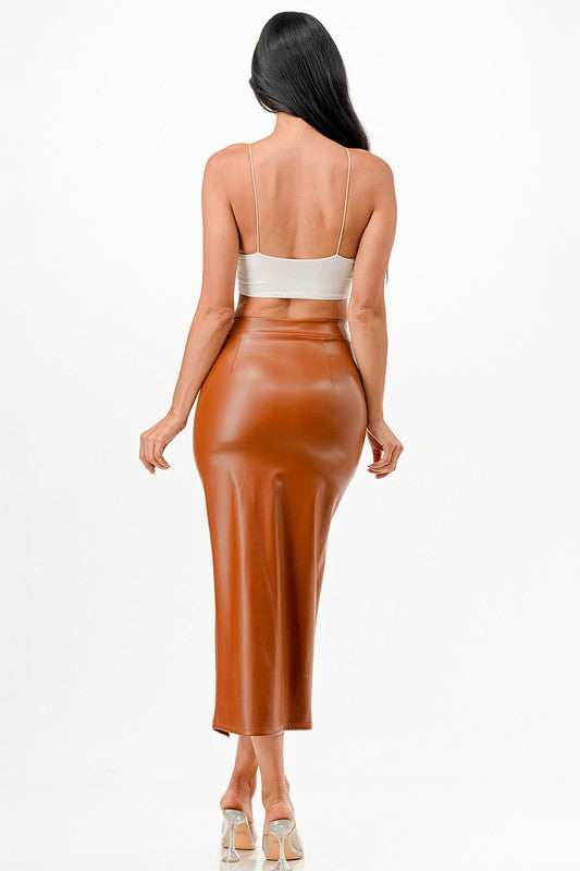 26019 Long PU leather pencil skirt - Eye Candy Sensation
