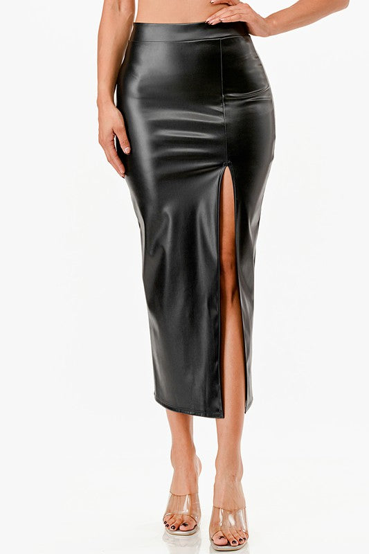26019 Long PU leather pencil skirt - Eye Candy Sensation