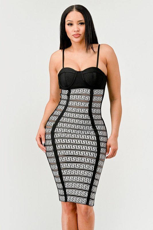 Maze Enigma Bodycon Dress - Eye Candy Sensation
