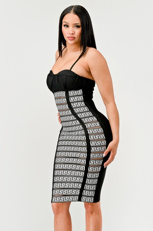Maze Enigma Bodycon Dress - Eye Candy Sensation