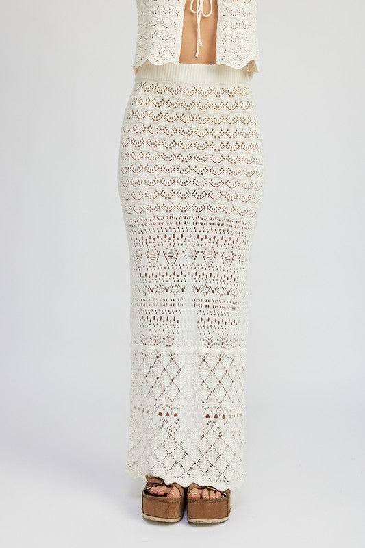 FITTED CROCHET MAXI SKIRT WITH SLIT Emory Park