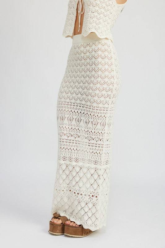 FITTED CROCHET MAXI SKIRT WITH SLIT Emory Park