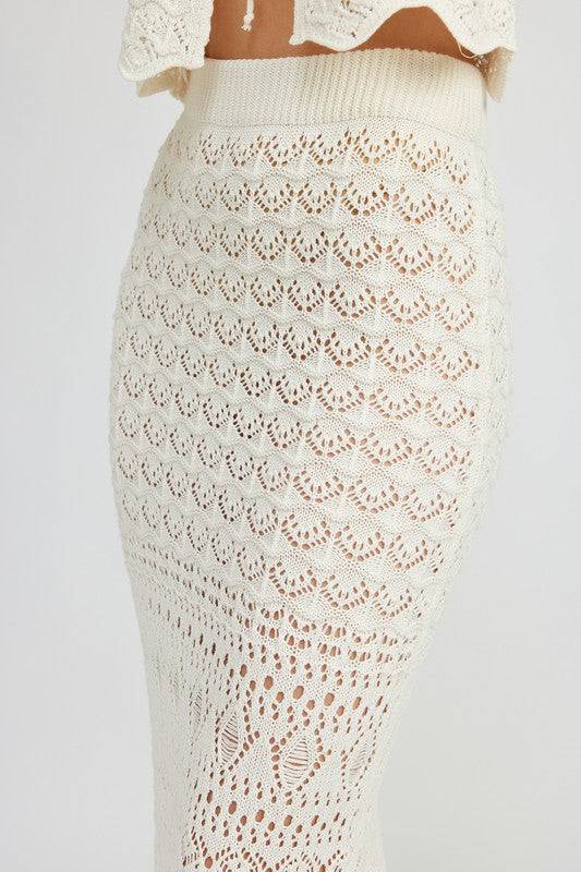 FITTED CROCHET MAXI SKIRT WITH SLIT Emory Park