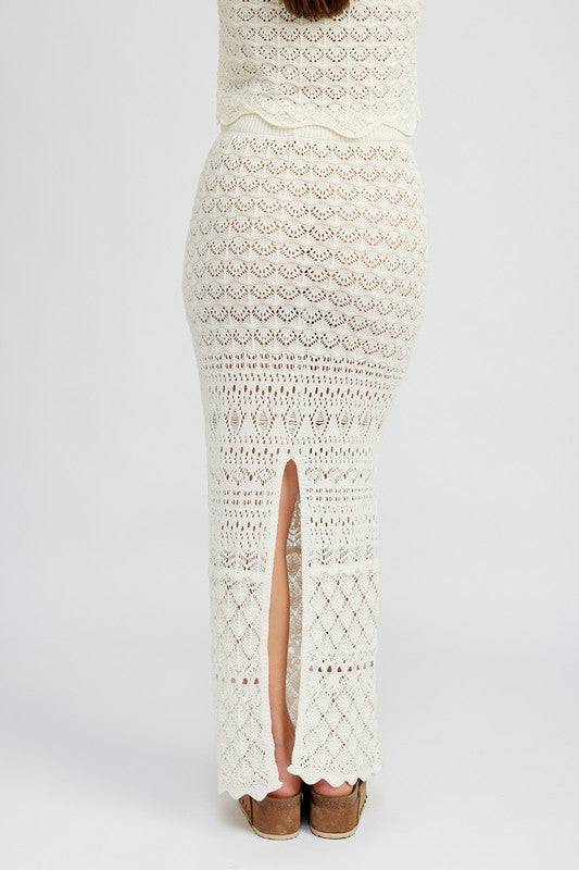 FITTED CROCHET MAXI SKIRT WITH SLIT Emory Park