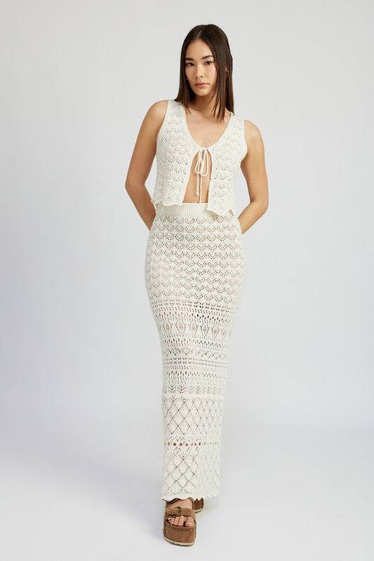 FITTED CROCHET MAXI SKIRT WITH SLIT Emory Park