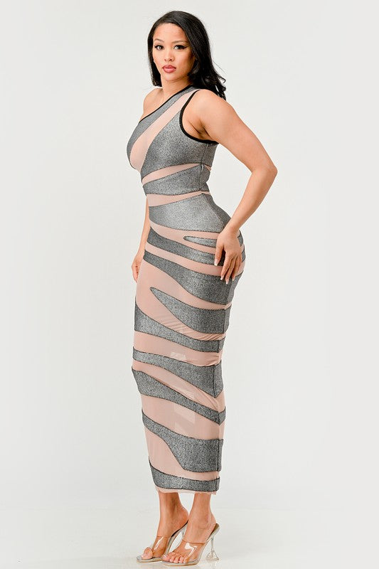 Metallic Bandage Mesh Insert Dress - Eye Candy Sensation
