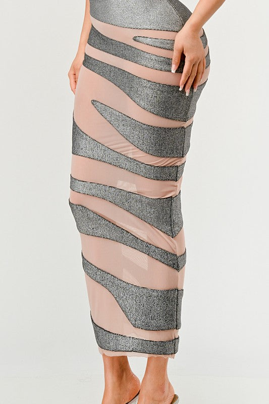 Metallic Bandage Mesh Insert Dress - Eye Candy Sensation
