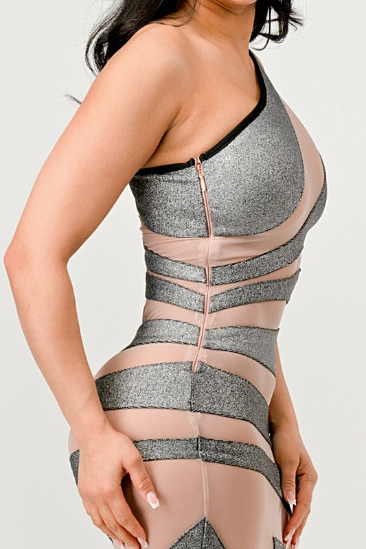 Metallic Bandage Mesh Insert Dress - Eye Candy Sensation