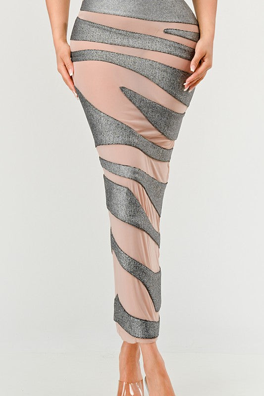 Metallic Bandage Mesh Insert Dress - Eye Candy Sensation