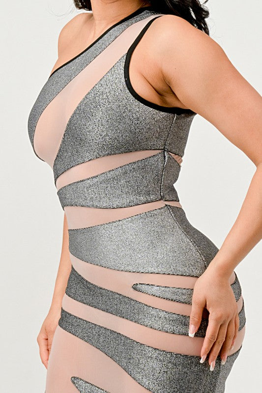 Metallic Bandage Mesh Insert Dress - Eye Candy Sensation