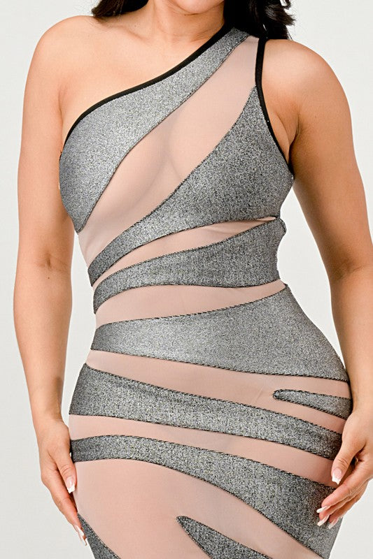 Metallic Bandage Mesh Insert Dress - Eye Candy Sensation