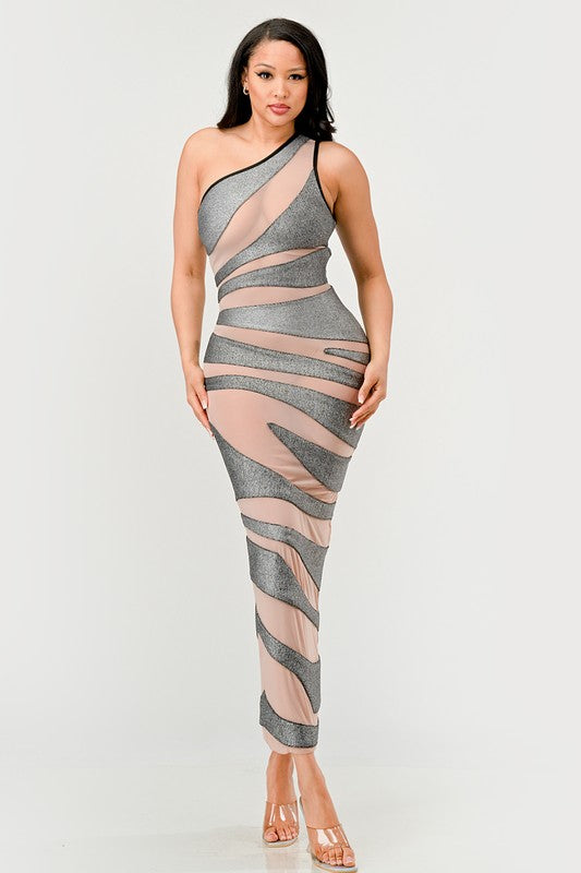 Metallic Bandage Mesh Insert Dress - Eye Candy Sensation