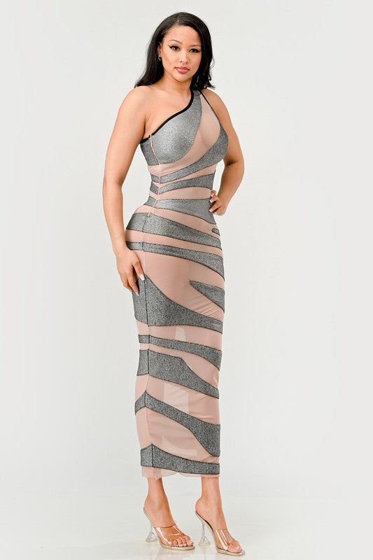 Metallic Bandage Mesh Insert Dress - Eye Candy Sensation