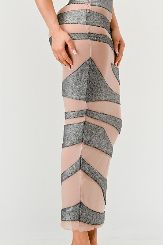 Metallic Bandage Mesh Insert Dress - Eye Candy Sensation