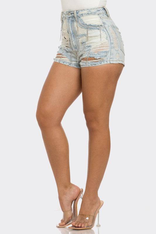 Rebel Spirit Distressed Denim Shorts Athina