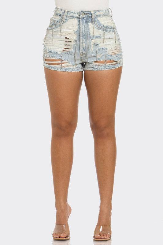 Rebel Spirit Distressed Denim Shorts Athina