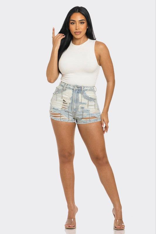 Rebel Spirit Distressed Denim Shorts Athina