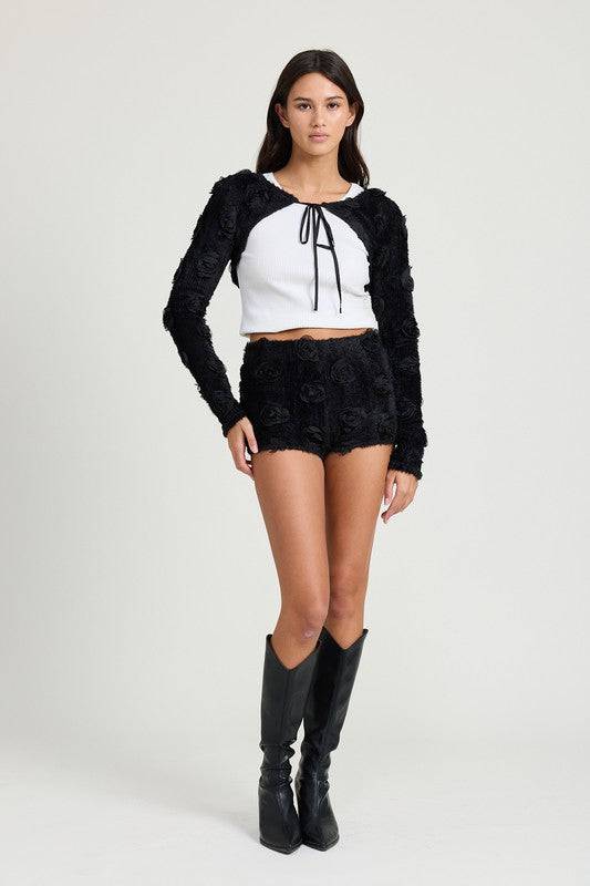 MINI SHORTS WITH 3D ROSETTES - Eye Candy Sensation