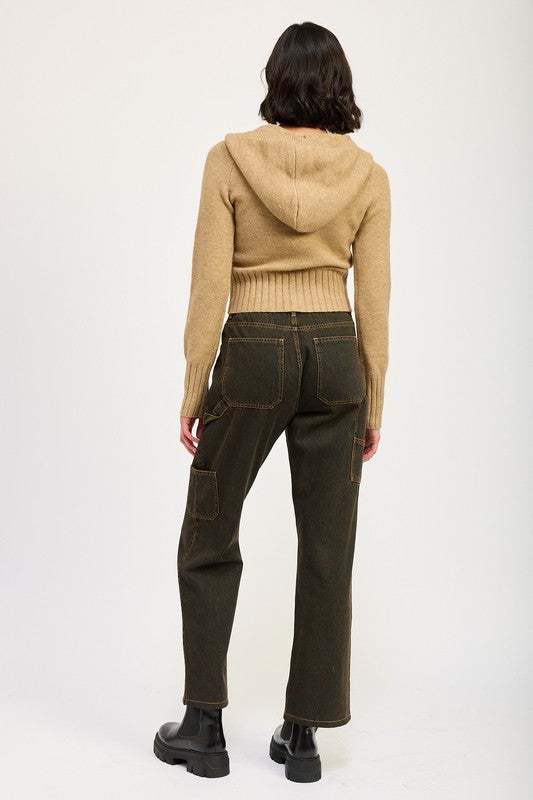 CROPPED HOODIE ZIP UP - Eye Candy Sensation