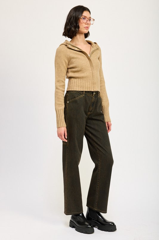 CROPPED HOODIE ZIP UP - Eye Candy Sensation