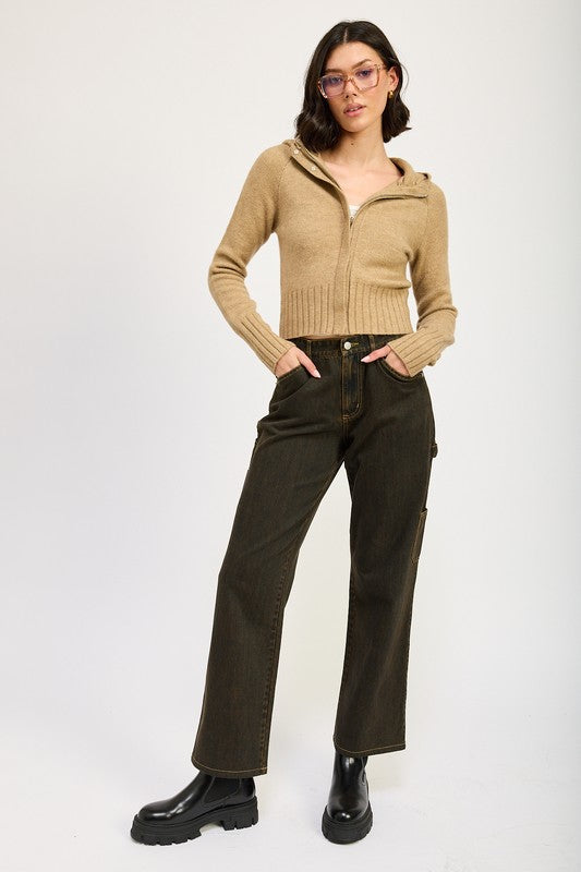 CROPPED HOODIE ZIP UP - Eye Candy Sensation